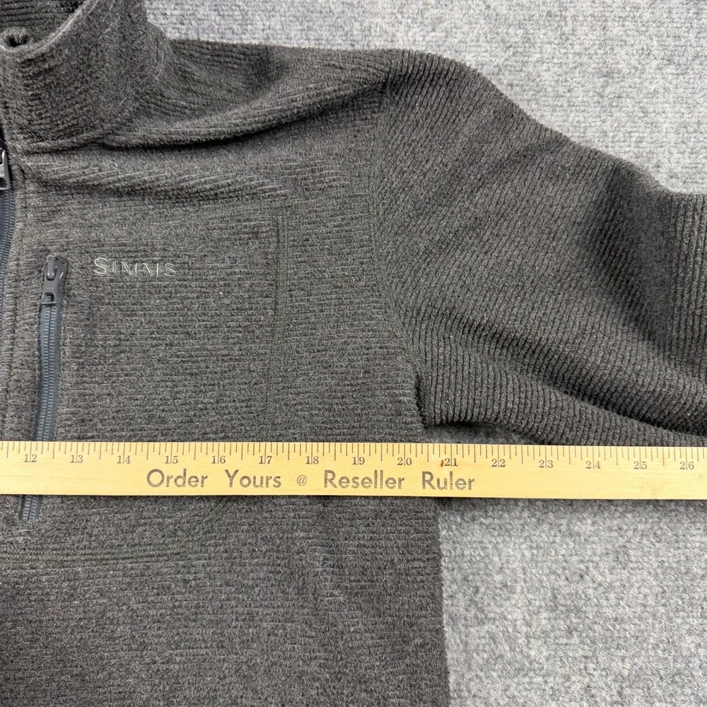 Simms Fleece Pullover Mens Medium Gray Quarter Zip Fishing Grid Tech Jacket